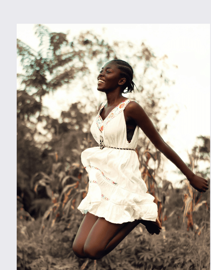 Joyful client in a field